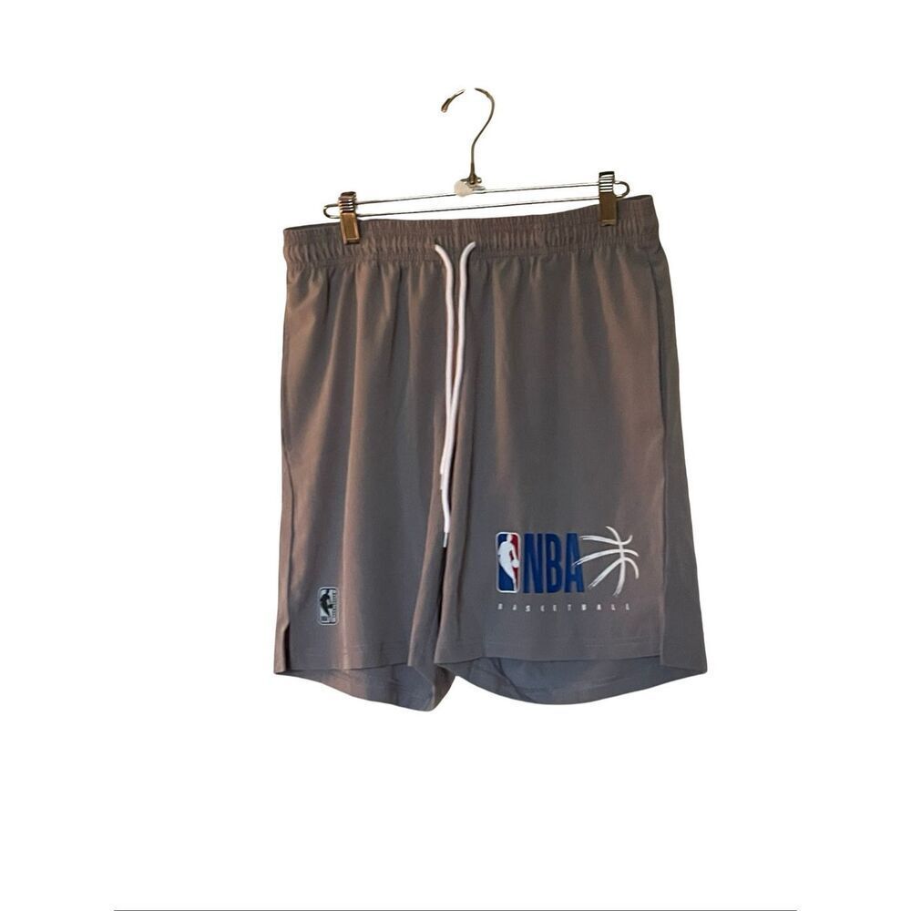 NBA Mens Gray Elastic Waistband Comfort Fit Basketball Trainer Shorts Medium